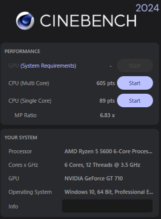 CINEBENCH Ryzen 5  5600 スコア